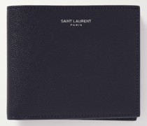 Aufklappbares Portemonnaie aus genarbtem Leder mit Logoprint