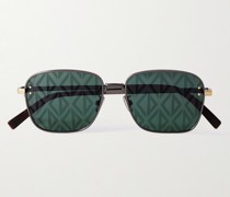CD Diamond S4U silberfarbene Sonnenbrille mit D-Rahmen und Details aus Azetat in Schildpattoptik