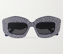 Sonnenbrille mit D-Rahmen aus Azetat mit Kristallen