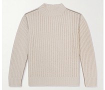 Ribbed Open-Knit Cotton Sweater