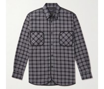 Grosgrain-Trimmed Checked Cotton-Twill Shirt