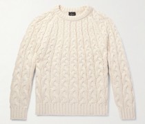 Schmal geschnittener Pullover aus Baumwolle in Zopfstrick