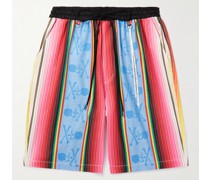Gerade geschnittene Shorts aus Baumwoll-Jacquard mit Streifen und Kordelzugbund