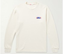 Oberteil aus Baumwoll-Jersey mit Logostickerei in Waffelstrick