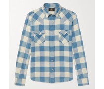 Buffalo-Checked Cotton and Linen-Blend Flannel Shirt