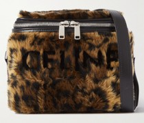 Boite Leather-Trimmed Logo-Flocked Leopard-Print Faux Fur Messenger Bag