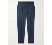 Tapered Pleated Wool-Flannel Trousers