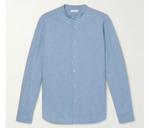 Grandad-Collar Cotton-Chambray Shirt