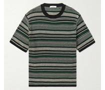 Gestreiftes T-Shirt aus Häkelstrick aus Baumwolle