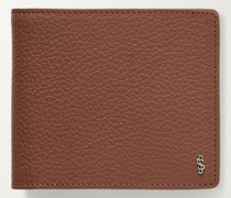 Aufklappbares Portemonnaie aus vollnarbigem Leder mit Logoapplikation