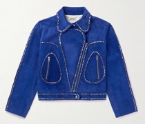 Bikerjacke aus Veloursleder mit Nieten