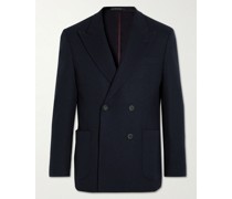 Double-Breasted Ribbed Wool-Blend Blazer
