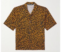 Hemd aus einer Leinen-Baumwollmischung mit Gepardenprint und Reverskragen