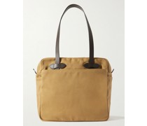 Tote aus Baumwoll-Twill mit Lederbesätzen