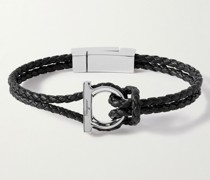 Armband aus Leder mit silberfarbenen Details und Logo