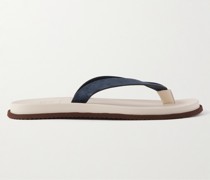 Zehensandalen aus Veloursleder und Leder