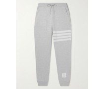 Tapered Striped Waffle-Knit Cashmere and Wool-Blend Sweatpants