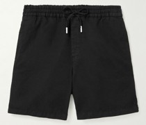 Gerade geschnittene Shorts aus Twill aus einer Baumwoll-Leinenmischung mit Kordelzugbund