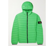 Channel Daunenjacke aus gestepptem Shell mit Kapuze und Logoapplikation