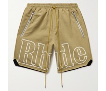 Gerade geschnittene Shorts aus Nylon mit Logoprint und Kordelzugbund