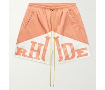 Shorts aus Shell mit geradem Bein, Kordelzugbund und Logoprint
