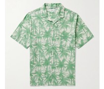 Vacation Camp-Collar Printed Linen-Blend Shirt