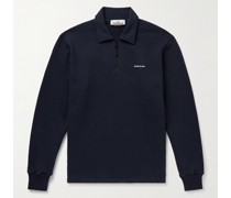 Sweatshirt aus Baumwoll-Jersey mit Logoprint und kurzem Reißverschluss in Stückfärbung