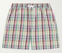+ Noah Shorts aus kariertem Baumwoll-Twill mit geradem Bein und Kordelzugbund