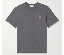 T-Shirt aus meliertem Baumwoll-Jersey mit Logoapplikation