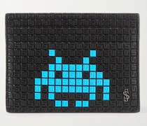 + Space Invaders Printed Stepan Coated-Canvas and Leather Cardholder