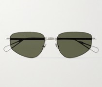 Quai Branly Square-Frame White Gold-Plated Sunglasses