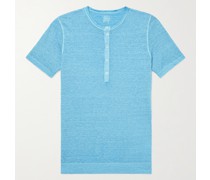 Slim-Fit Linen Henley T-Shirt