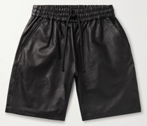 LA gerade geschnittene Shorts aus Leder mit Kordelzugbund