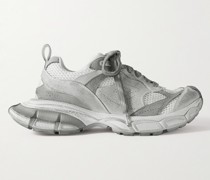 3XL Sneakers aus Velourslederimitat und Mesh in Distressed-Optik