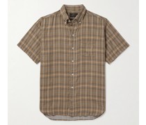 Kariertes Hemd aus Baumwollgaze mit Button-Down-Kragen