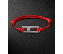 DNA Armband aus geflochtenem Kunstleder mit Detail aus Silber