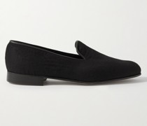 Albert Leather-Trimmed Cashmere Loafers