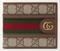 Ophidia Webbing-Trimmed Monogrammed Coated-Canvas and Leather Billfold Wallet