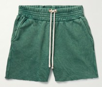 Yacht Shorts aus Baumwoll-Jersey in Stückfärbung mit Kordelzugbund und geradem Bein