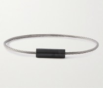 Le 5g Cable silberfarbenes Armband mit Detail aus gebürsteter Keramik