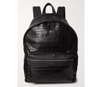City Rucksack aus Leder mit Krokodileffekt