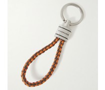 Schlüsselring aus geflochtenem Leder mit silberfarbenen Details