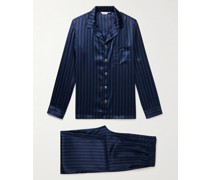 Brindisi 92 gestreifter Pyjama aus bedrucktem Seidensatin