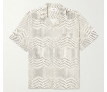 Hemd aus einer bedruckten Leinen-Baumwollmischung mit Reverskragen