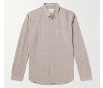 Gestreiftes Hemd aus einer Mischung aus Baumwolle, Leinen und Ramie mit Button-Down-Kragen