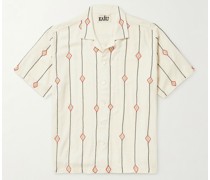 Hemd aus Baumwoll-Jacquard mit Reverskragen und Verzierungen