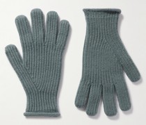 Handschuhe aus Wolle in Rippstrick
