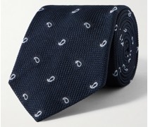 Krawatte aus Seidengrenadine mit Stickereien, 8,5 cm