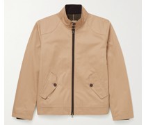 Corduroy-Trimmed Cotton-Twill Harrington Jacket