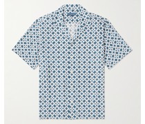 Roberto Hemd aus bedrucktem Lyocell mit Reverskragen